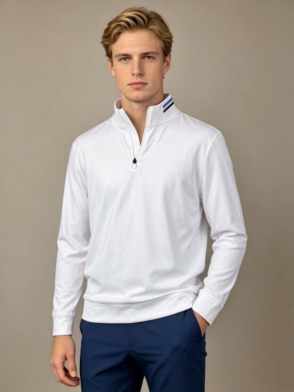 NWOT Redvanly Mens Golf 1/4 Zip White Long-Sleeved Pullover Sweatshirt Size XL